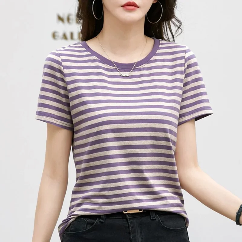 O-Neck Purple Stripe