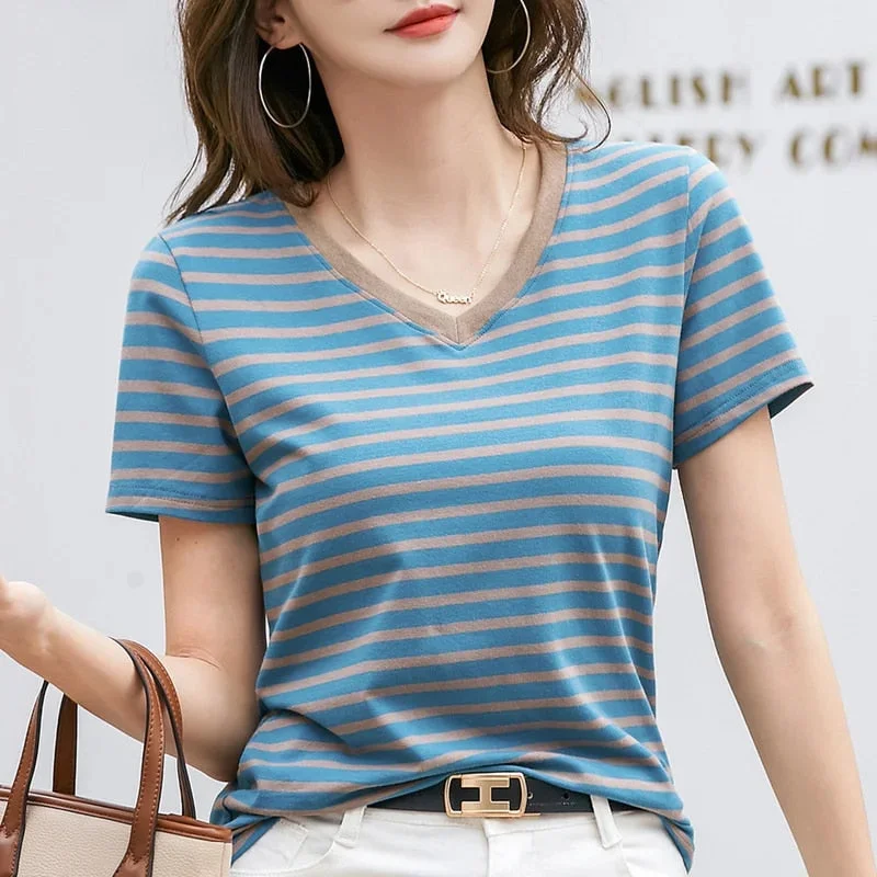 V-neck Blue Stripe