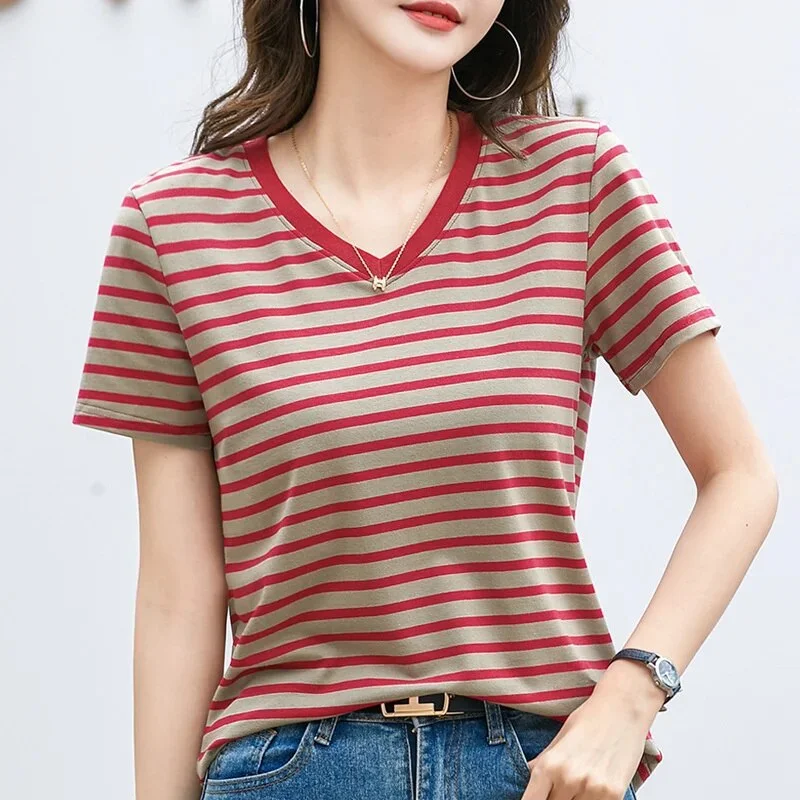 V-Neck Red Stripe