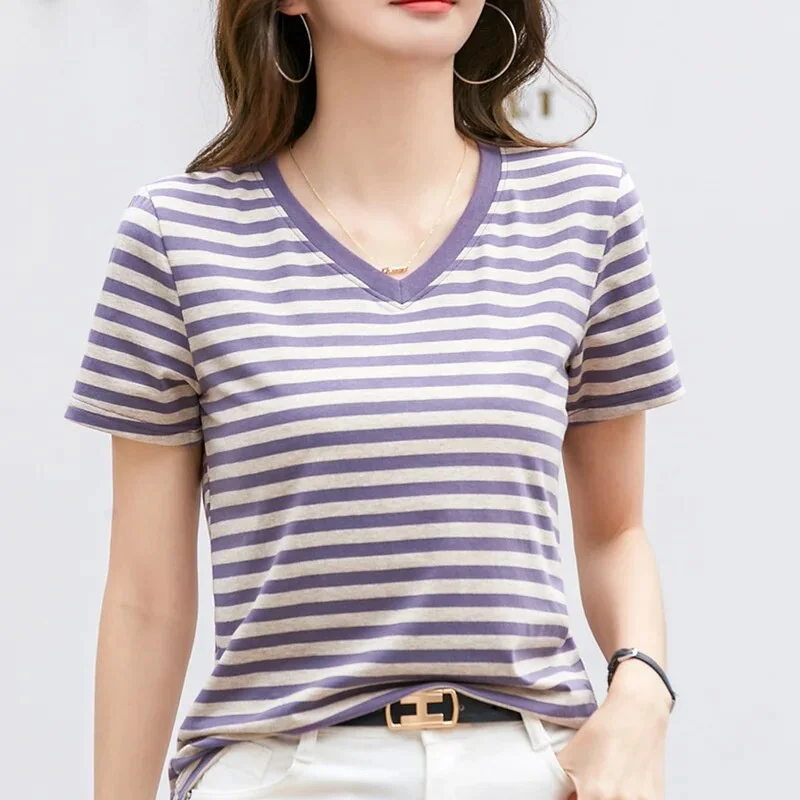 V-Neck Purple Stripe