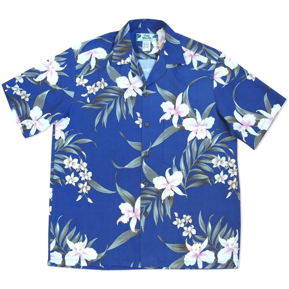 Bamboo Orchid Blue Hawaiian Rayon Shirt Cozy Striped Short Sleeve