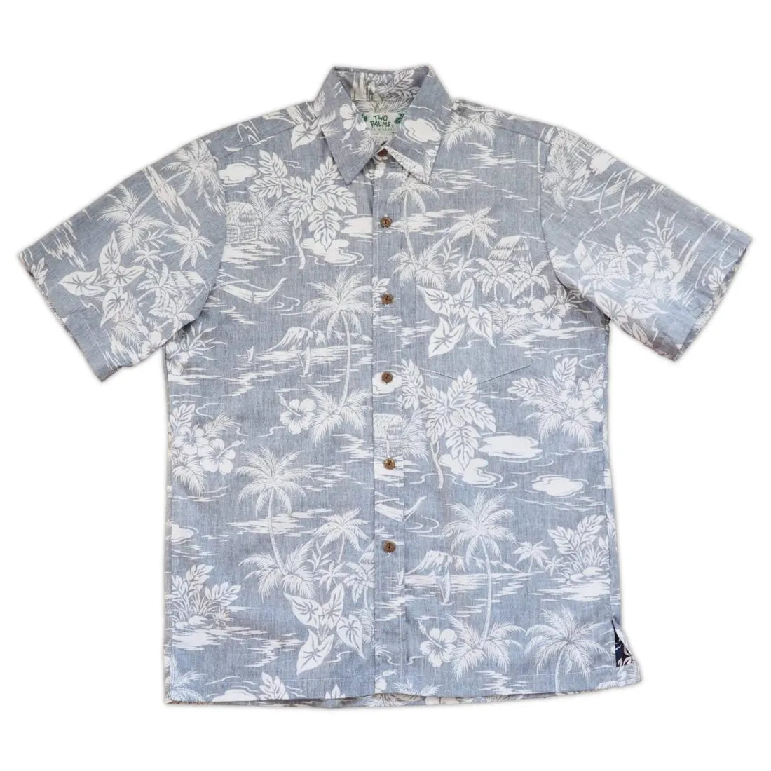 Blue Island Hawaiian REVERSE Shirt Soft Silk Short Sleeve