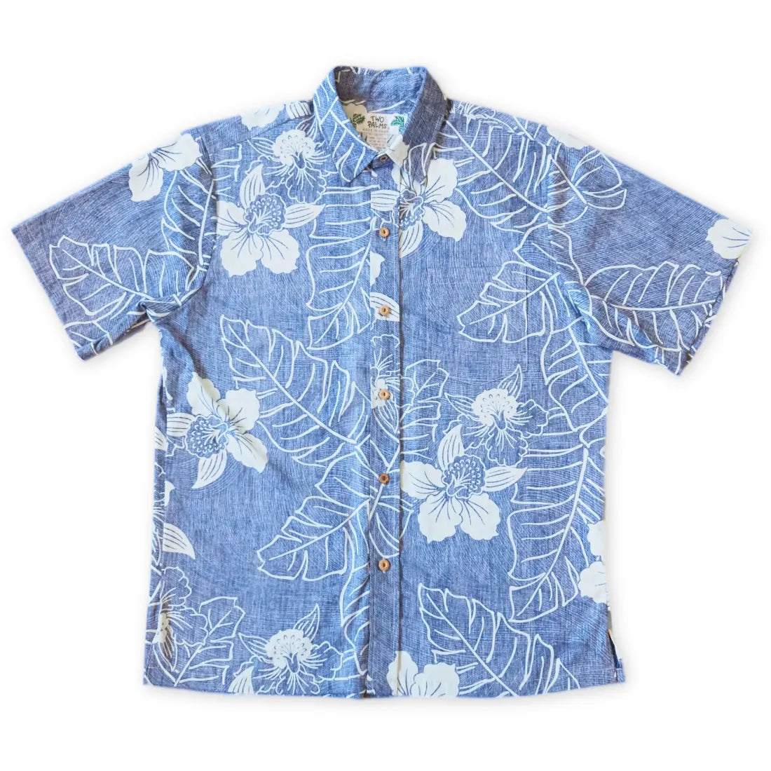 Blue Ka'anapali Hawaiian REVERSE Shirt Classic Button-Up Short Tee