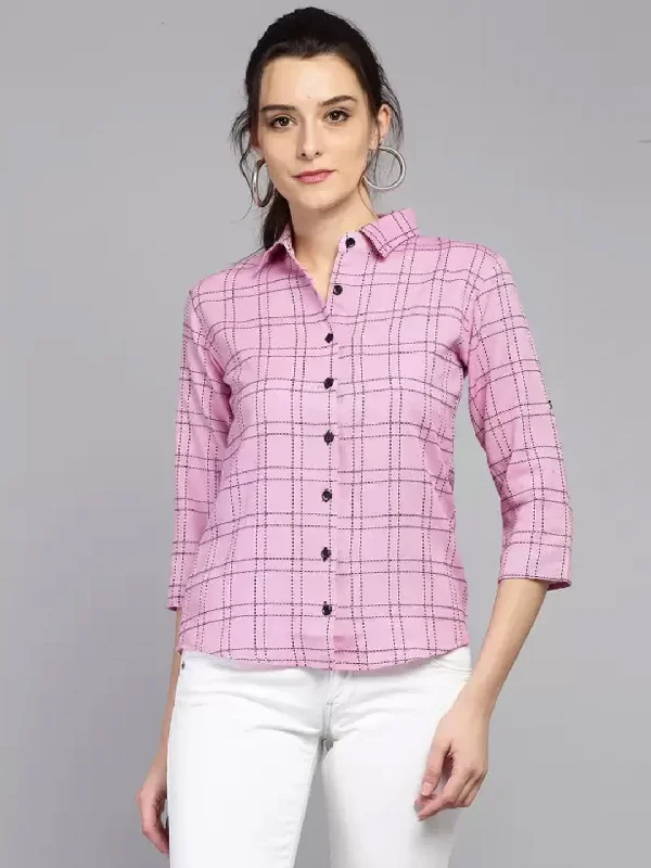 TANDUL  Women Regular Fit Printed Double Collar Formal Shirt Fashionable Short Sleeve Shirt