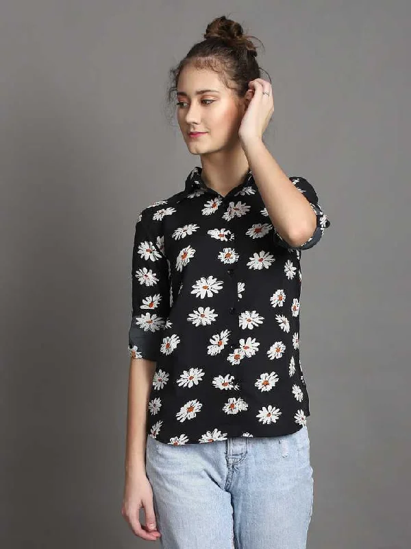 TANDUL  Women Regular Fit Printed Formal Shirt Stylish Casual Short Tee