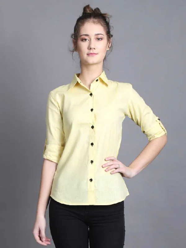 TANDUL  Women Regular Fit Self Design Casual Shirt Trendy Short Sleeve Blouse