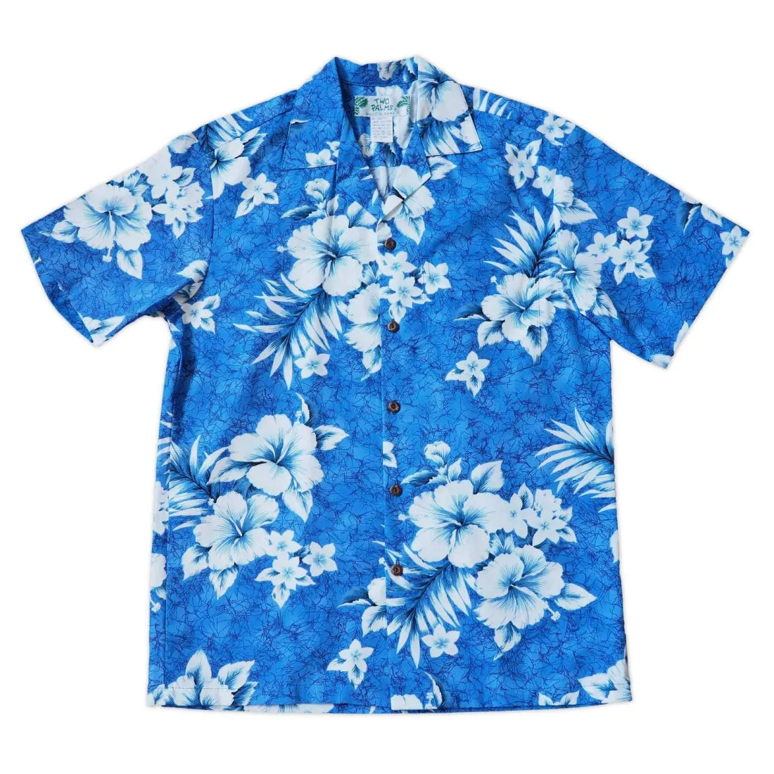 Flower Power Blue Hawaiian Cotton Shirt Classic Short Sleeve Tunic