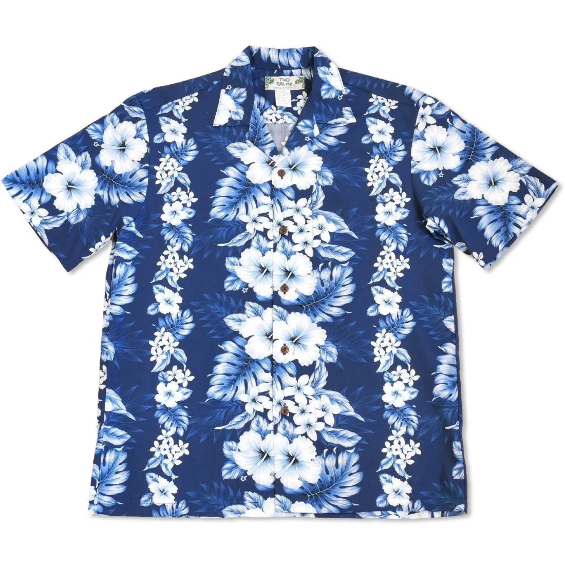 Hanalei Blue Hawaiian Cotton Shirt Fashionable Cuffed Short Sleeve