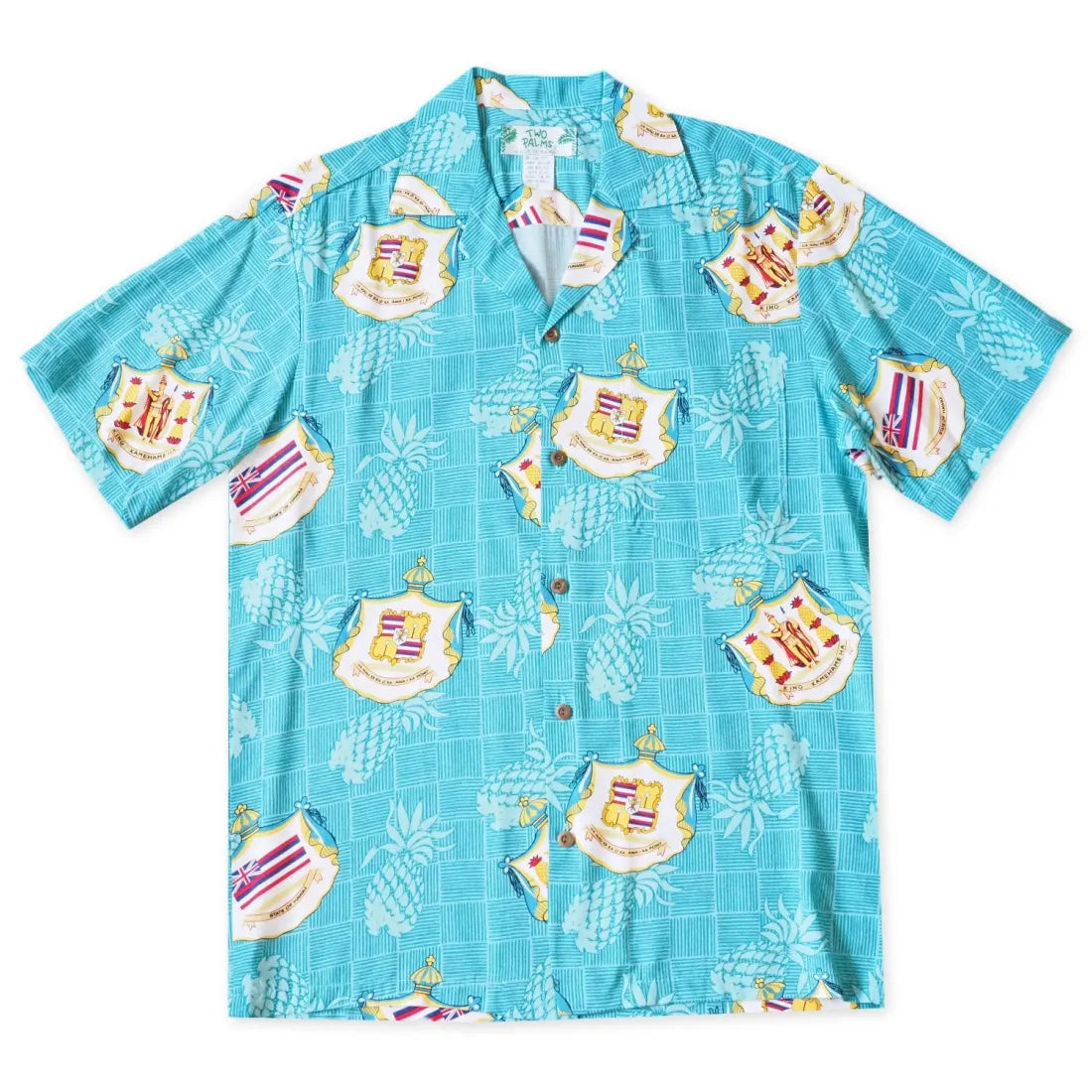 Hawaii Crest Aqua Hawaiian Rayon Shirt Cozy Summer Short Shirt