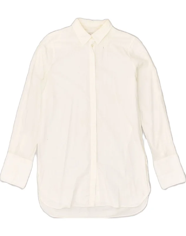 J. CREW Womens Shirt US 4 Small White Cotton Elegant Draped Short Sleeve