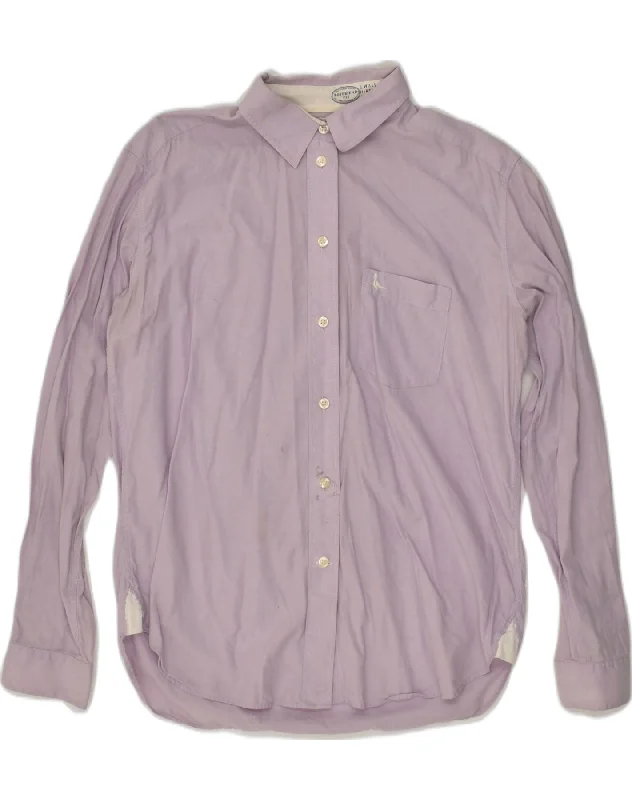 JACK WILLS Womens Shirt UK 12 Medium Purple Cotton Classic Short Sleeve Blouse