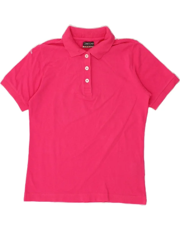 KAPPA Womens Polo Shirt UK 10 Small Pink Cotton Stylish Printed Short Shirt