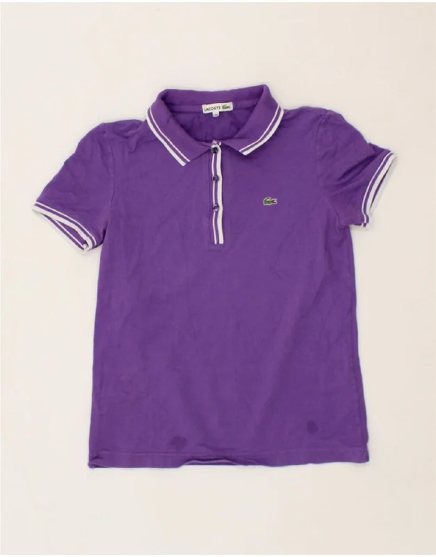 LACOSTE Womens Polo Shirt Size 38 Medium Purple Cotton Classic Button-Up Short Tee