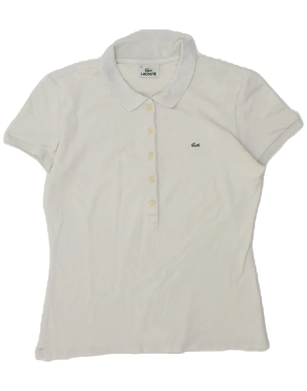 LACOSTE Womens Polo Shirt Size 40 Medium White Cotton Trendy Tie-Front Short Shirt