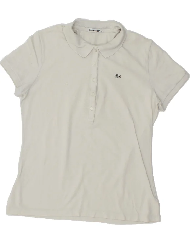 LACOSTE Womens Polo Shirt Size 44 Large White Cotton Modern Casual Short Sleeve