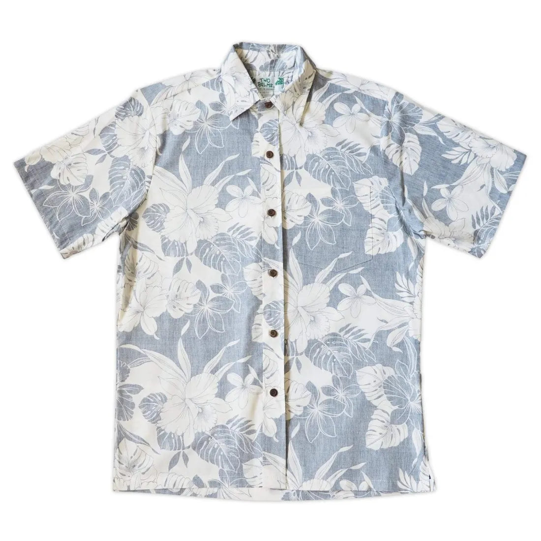 Orchid Shadow Navy Blue Hawaiian REVERSE Shirt Classic Cropped Short Sleeve