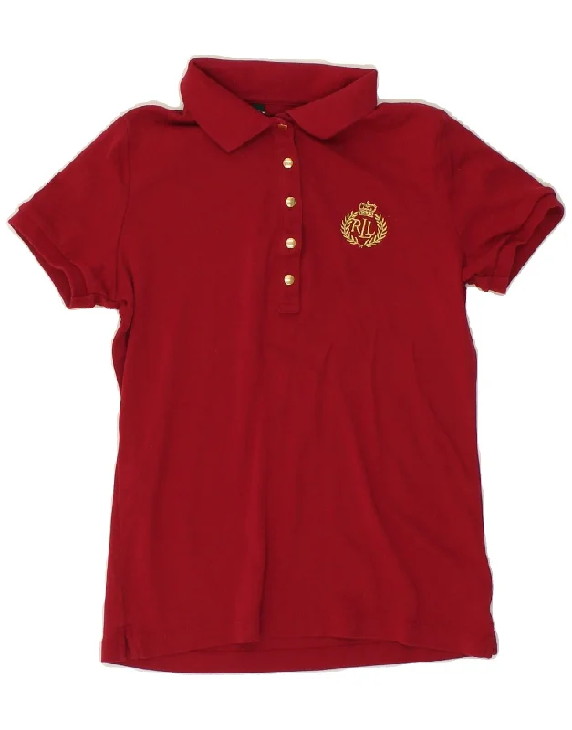 RALPH LAUREN Womens Polo Shirt UK 10 Small Red Cotton Comfortable Summer Short Shirt