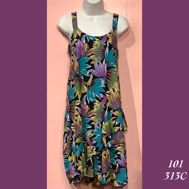 Rainbow Jo Floral Print Sundress Floral Tiered Midi Dress -101 - 313C Elegant Faux Wrap Midi Dress