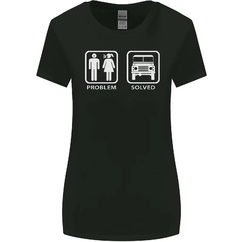 4x4 Problem Solved Off Roading Road Womens Wider Cut T-Shirt Graphic Embroidered Appliqued