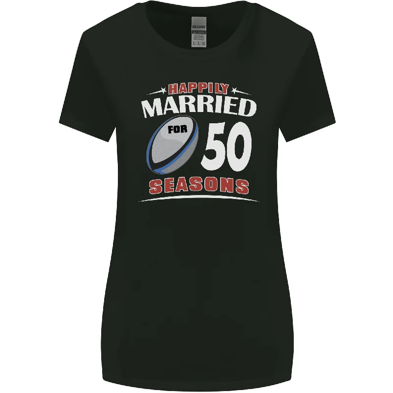 50 Year Wedding Anniversary 50th Rugby Womens Wider Cut T-Shirt Plaid T-Shirt Polka Dot Checkered