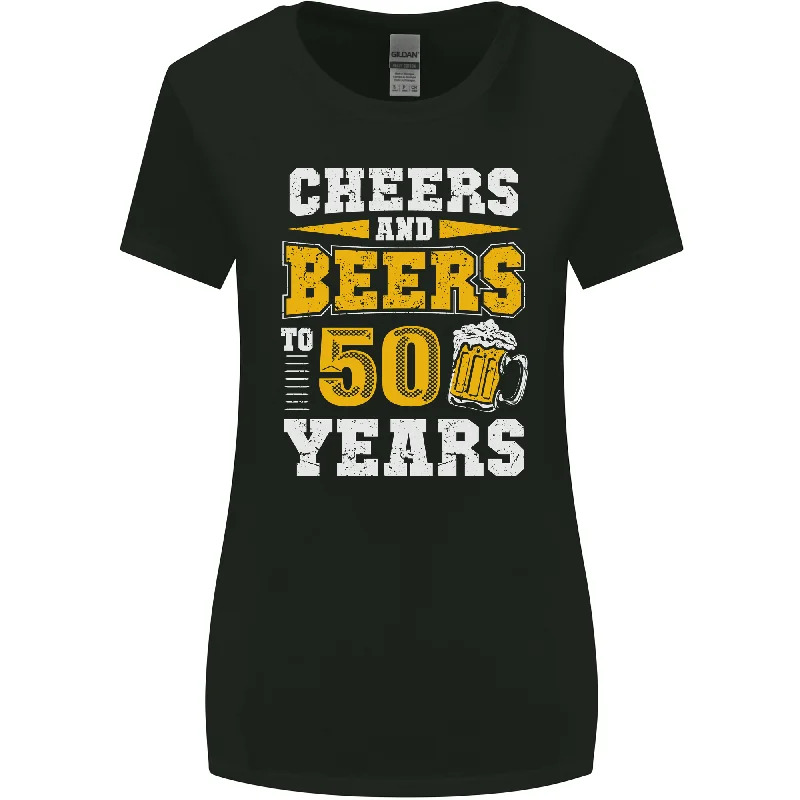 50th Birthday 50 Year Old Funny Alcohol Womens Wider Cut T-Shirt Knit Fabric Woven Fabric Fleece Fabric