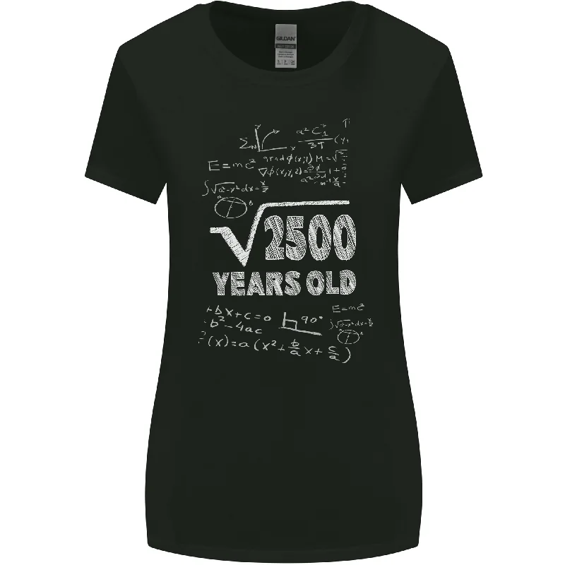 50th Birthday 50 Year Old Geek Funny Maths Womens Wider Cut T-Shirt Seamless Knitted Crochet