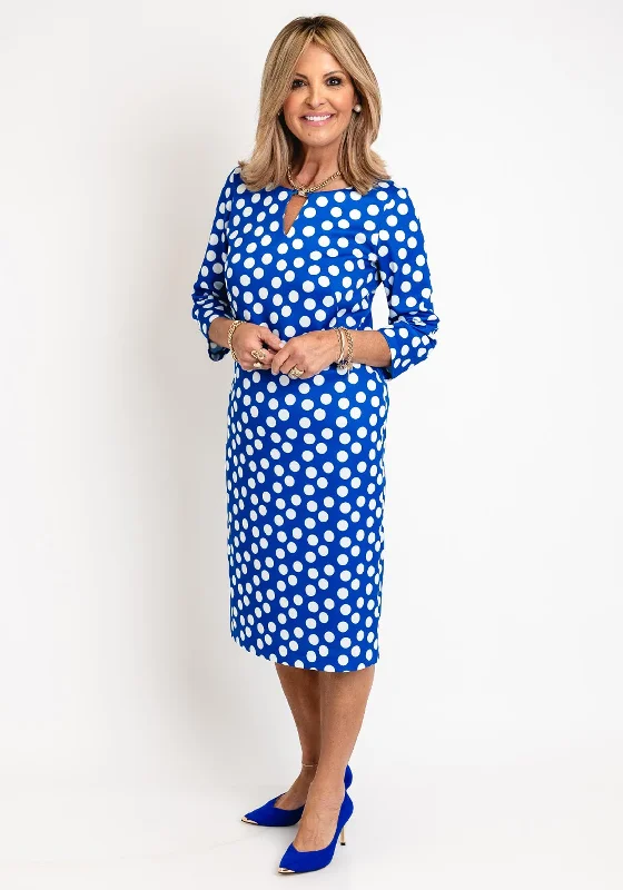 Avalon Zoe Polka Dot Pencil Midi Dress, Royal Stylish Animal Print Midi Dress