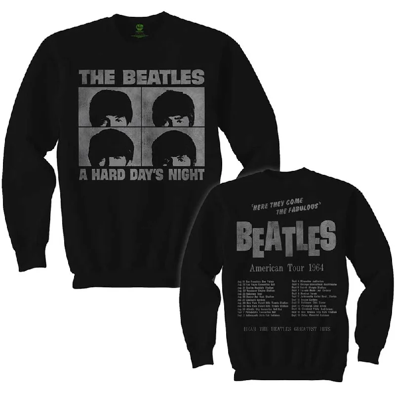 The Beatles Unisex Long Sleeve T-Shirt: Hard Days Night (Back Print) Hooded Caped Shawl Collar