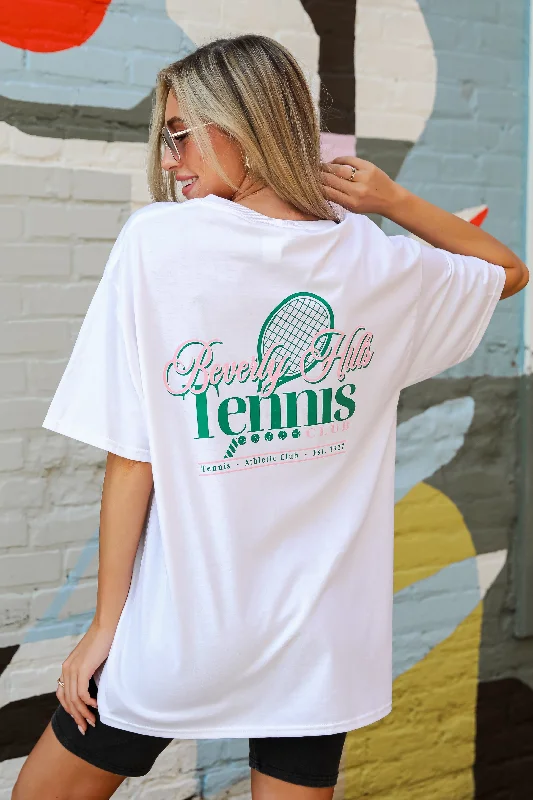 FINAL SALE - Beverly Hills Tennis Club Graphic Tee Striped Floral Plaid