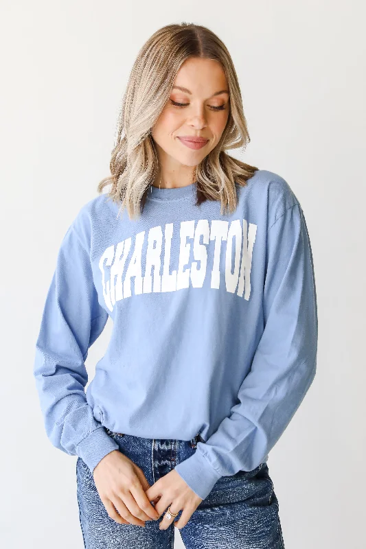 Blue Charleston Long Sleeve Tee Mesh Canvas Denim