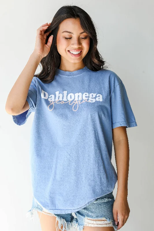 Blue Dahlonega Georgia Script Tee Houndstooth Herringbone Solid