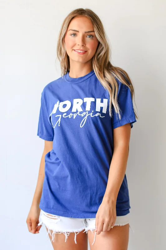 Blue North Georgia Script Tee Anti-Pilling Machine Wash Handmade