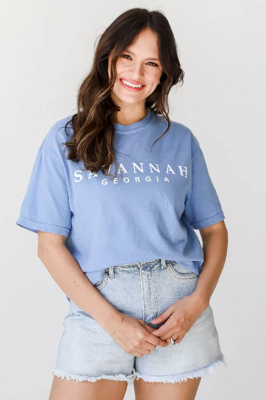 Blue Savannah Georgia Tee Notch Collar Peter Pan Collar Cowl Neck