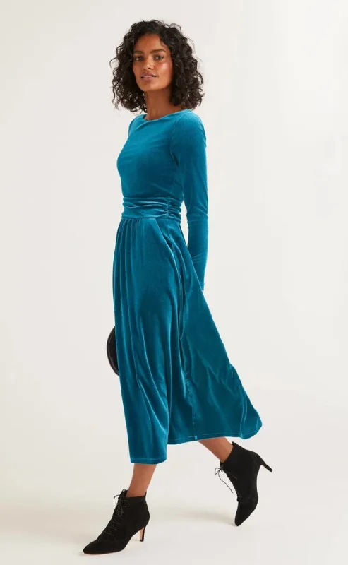 Boden teal velvet midi dress - size 12 Fashionable Off-Shoulder Dress Midi