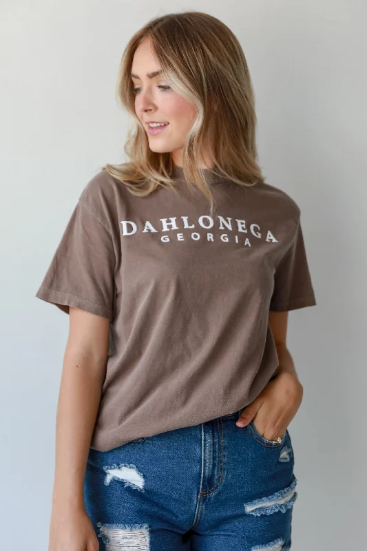 Brown Dahlonega Georgia Block Letter Tee Fitted T-Shirt Seamless Stretchy