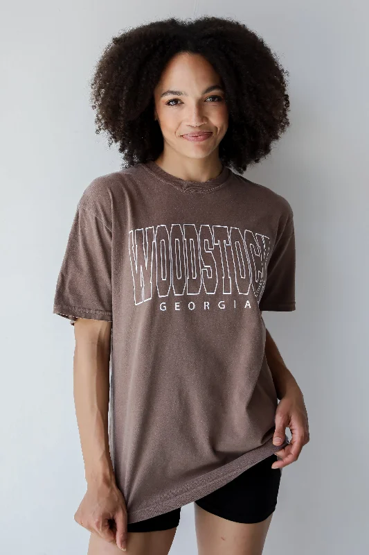 Brown Woodstock Georgia Block Letter Tee Houndstooth Herringbone Solid