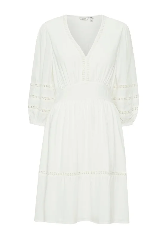 B.Young Hassi Broderie Trim Mini Dress, White Fashionable A-Line Mini Dress