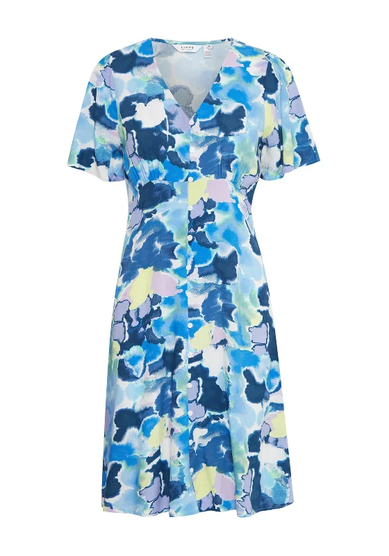 B.Young  Joella Watercolour Inspired Mini Dress, Angel Blue Cozy T-Shirt Mini Dress