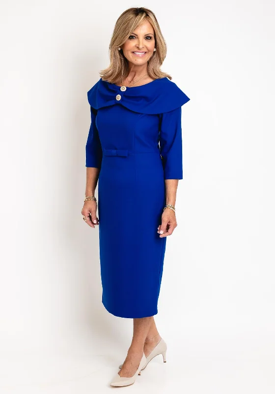 Cassandra Amara Embellished Collar Midi Dress, Royal Blue Cozy Knit Midi Dress