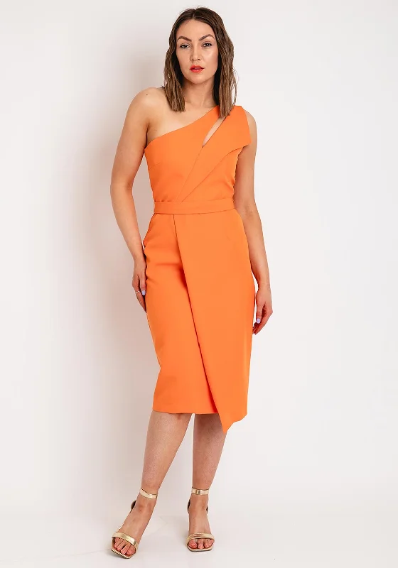 Casting One Shoulder Pencil Midi Dress, Orange Cozy Tie-Dye Midi Dress