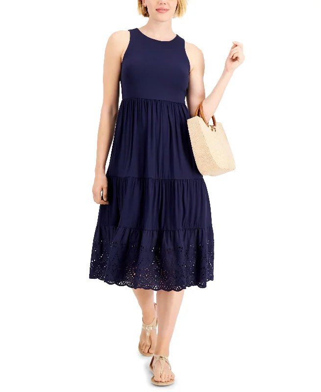 Charter Club Eyelet Hem Midi Dress Fashionable Wide Leg Midi Dress