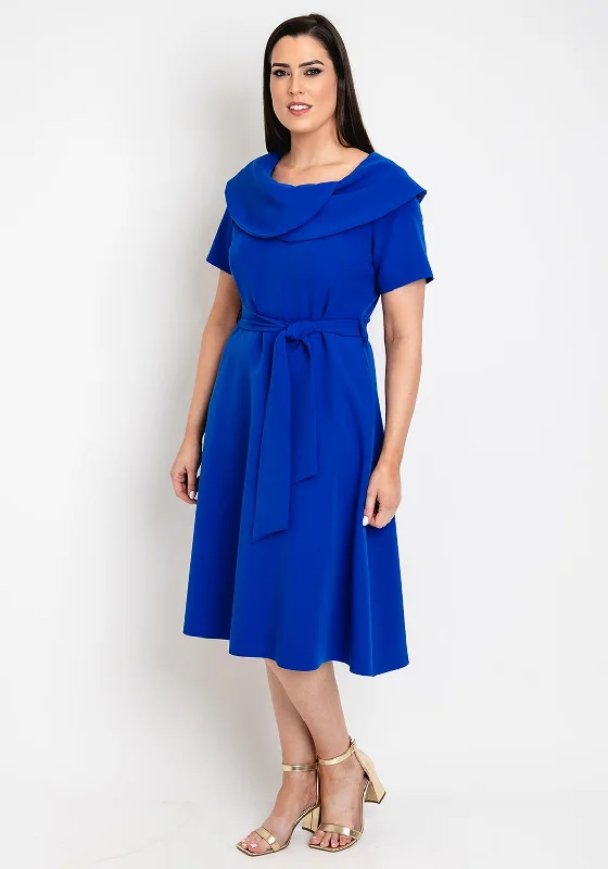 Coco Dolls Hasta Collar Midi Dress, Royal Blue Comfortable Geometric Print Midi Dress