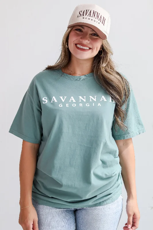 Dark Green Savannah Georgia Tee Anti-Pilling Machine Wash Handmade