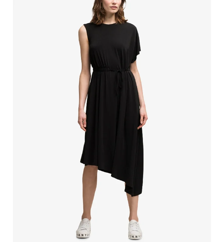 DKNY Asymmetrical Midi Dress Trendy Ruched Side Midi Dress