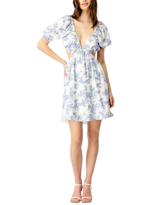 Eden Floral-Print Cutout Mini Dress Chic Bohemian Mini Dress