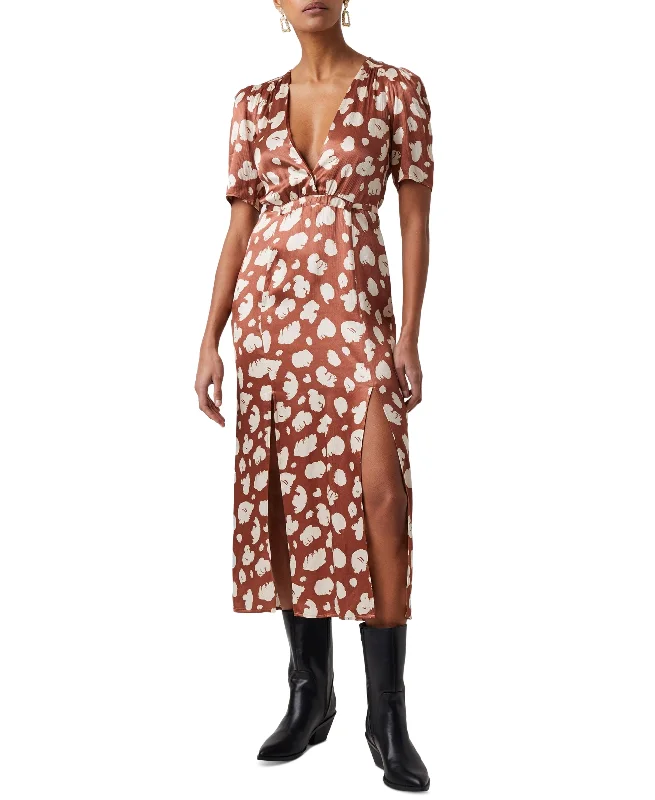 French Connection Aimee Abstract Print Midi Dress Elegant Floral Midi Dress