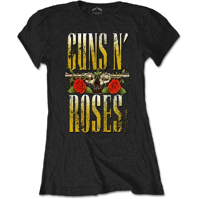 Guns N' Roses Ladies T-Shirt: Big Guns Graphic T-Shirt Round Neck Polyester