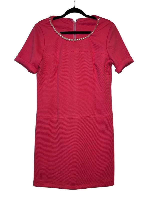 Handmade Midi Dress with Faux Pearl Collar Trim Cozy Wide Strap Midi Dress