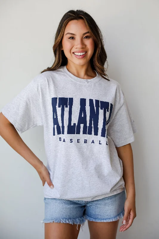 Heather Grey Atlanta Baseball Graphic Tee Terry Blend Velvet Blend Canvas Blend