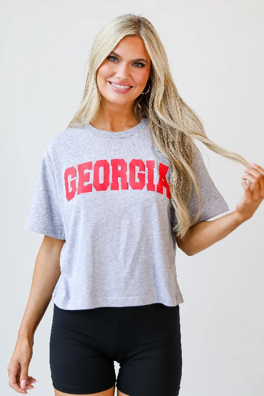 Heather Grey Georgia Cropped Tee Handmade Hand-knitted Hand-woven